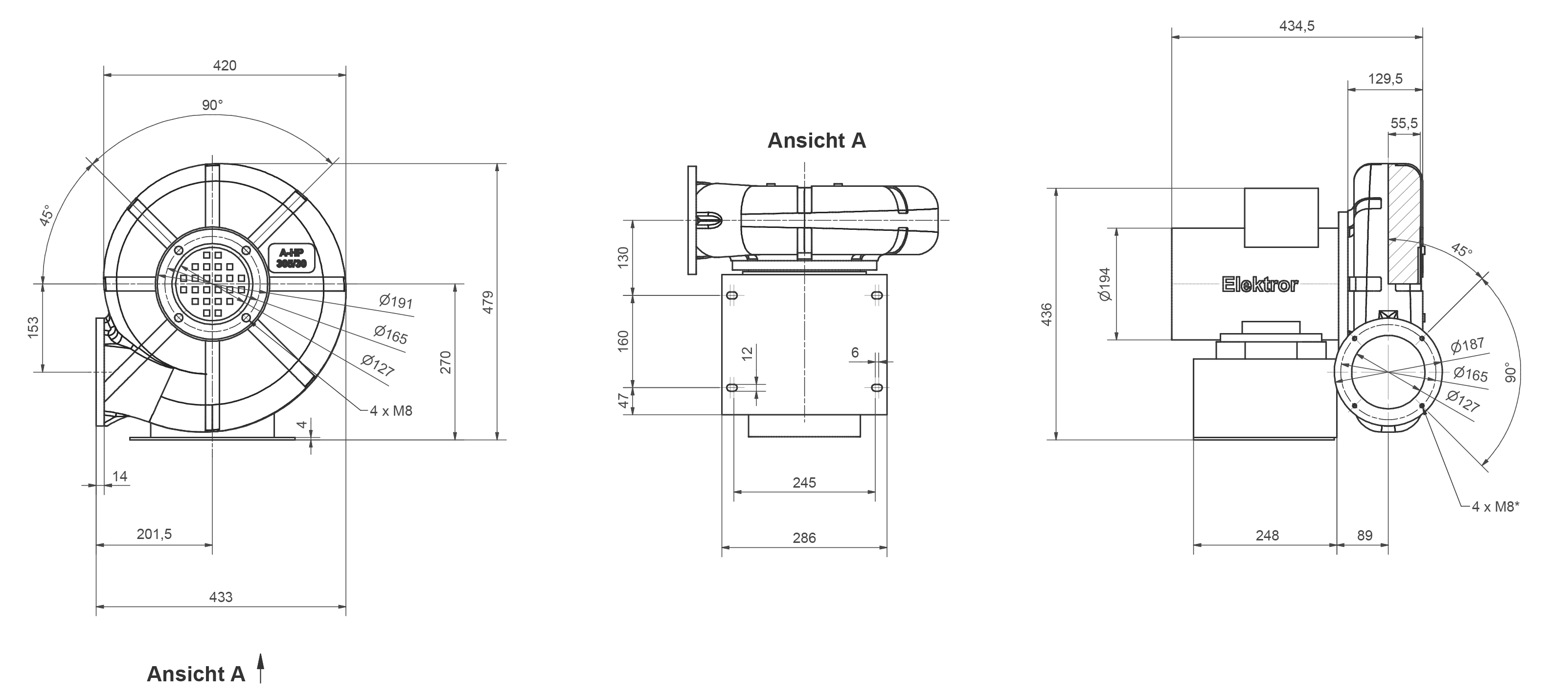 Вентиляторы высокого давления Elektror A-HP 305/30-120/5,5 Elektror