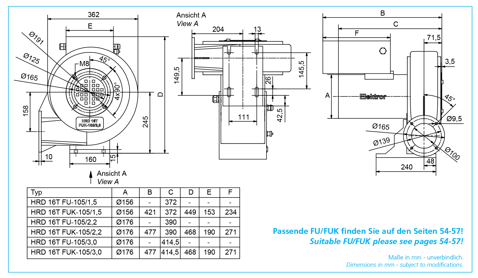 Вентиляторы высокого давления Elektror HRD 16T FU-105/3.0 Elektror