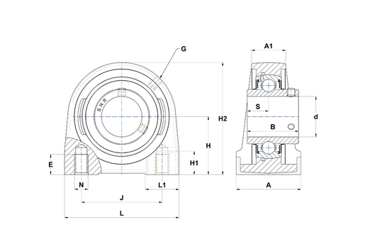 Подшипниковый узел UCPG208T20 SNR